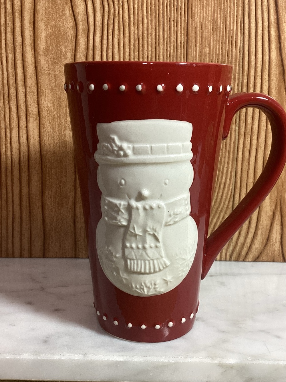 Hallmark Red Snowman Ceramic Holiday Latte Tall Mug